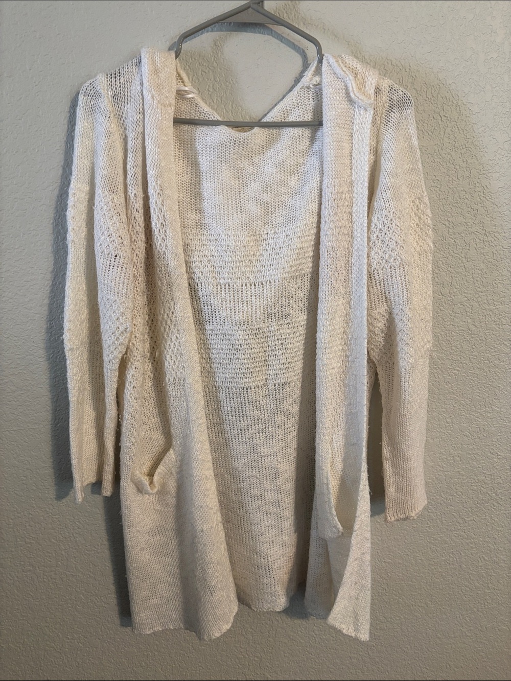 Copper Key Cream Open-Front Hooded Knit Cardigan